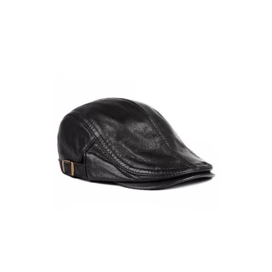 Autumn Winter Genuine Leather Men's Flat Cap | Classic Newsboy Ivy Hat for Middle-Aged & Senior Gentlemen | Casual Style, Thin &