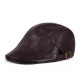 Autumn Winter Genuine Leather Men's Flat Cap | Classic Newsboy Ivy Hat for Middle-Aged & Senior Gentlemen | Casual Style, Thin &