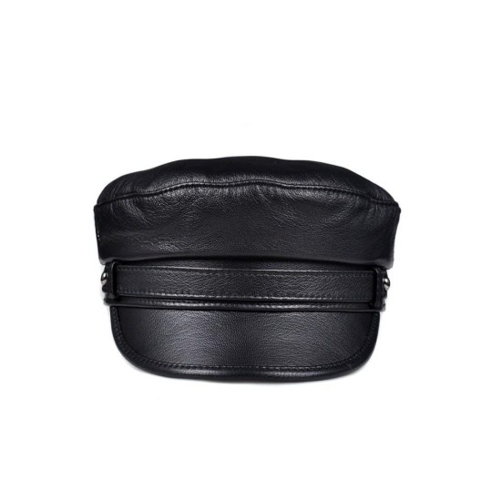 Genuine Leather Cap for Men & Women | Vintage Newsboy Hat with Flat Top & Brim | Stylish Motorcycle Casual Headwear | Retro Desi